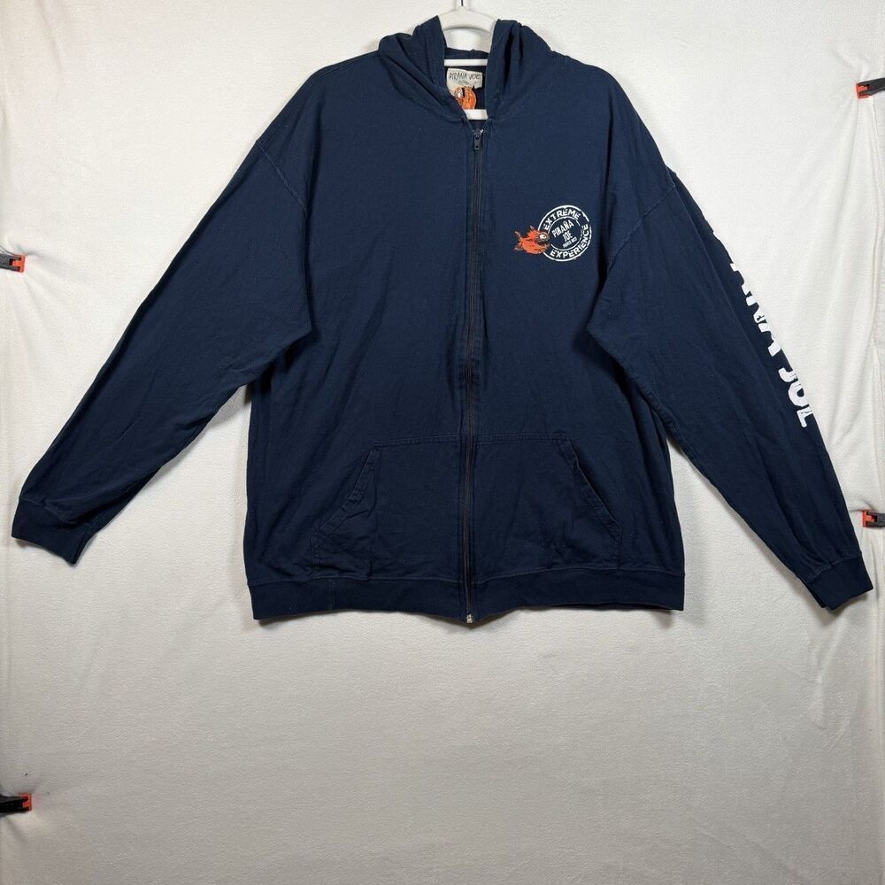 Pirana Joe Hoodie Jacket Men’s XXL Navy Full Zip Graphic Puerto Rico Surf
